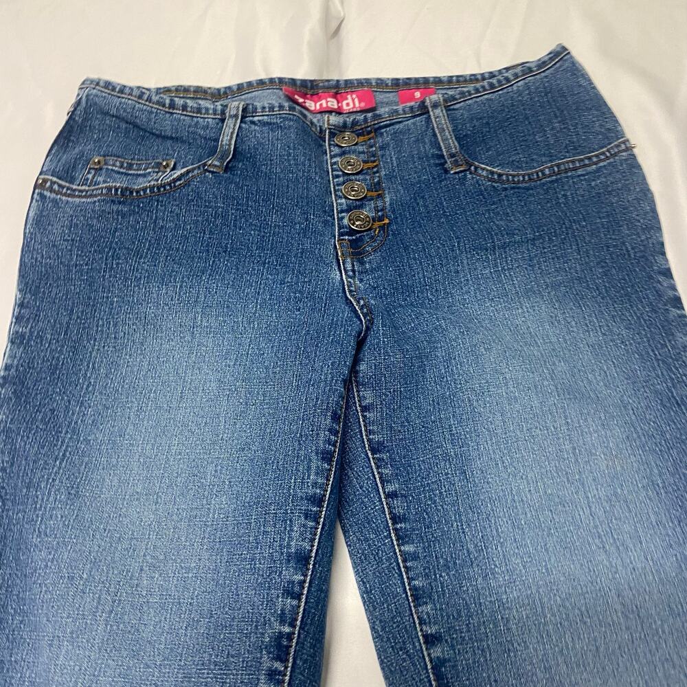 Zana Di Jeans Size 9 Denim Vtg 90s Retro Hippie Flare Legs Roll Waist Button Fly